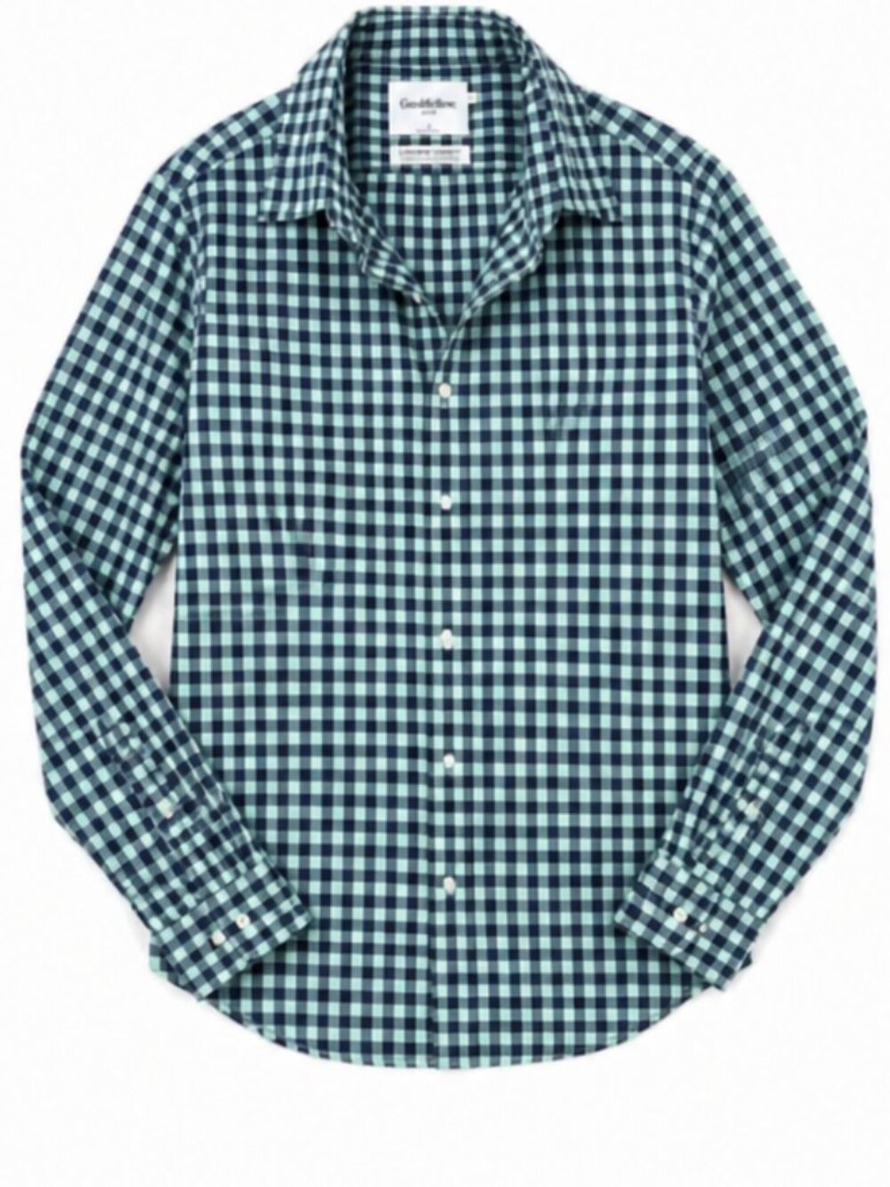 Men’s Green Blue Checkered Shirt Goodfellow Size L Button Down Casua